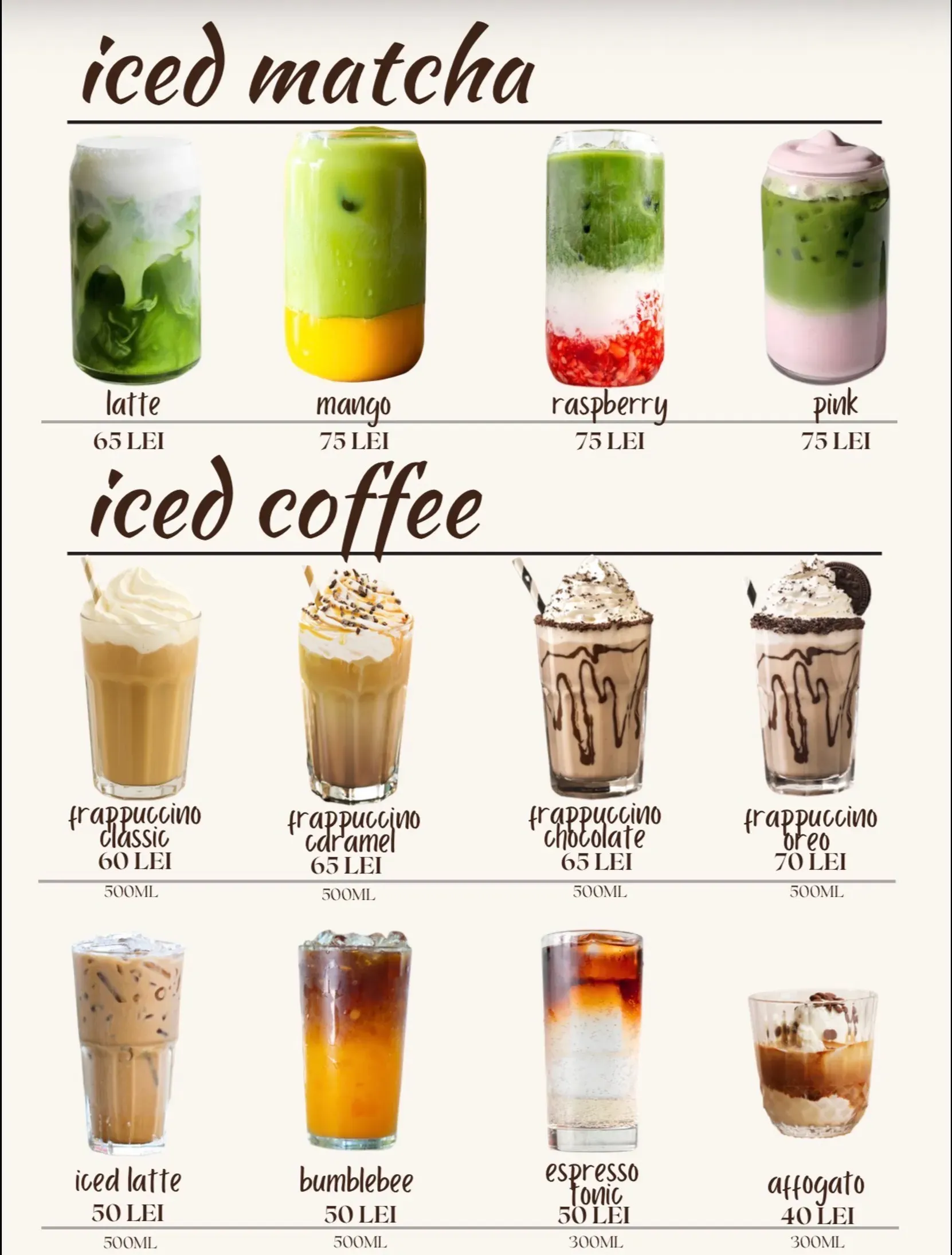 Iced Matcha & Iced Coffee