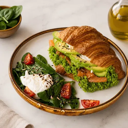 Croissant cu somon și cream cheese